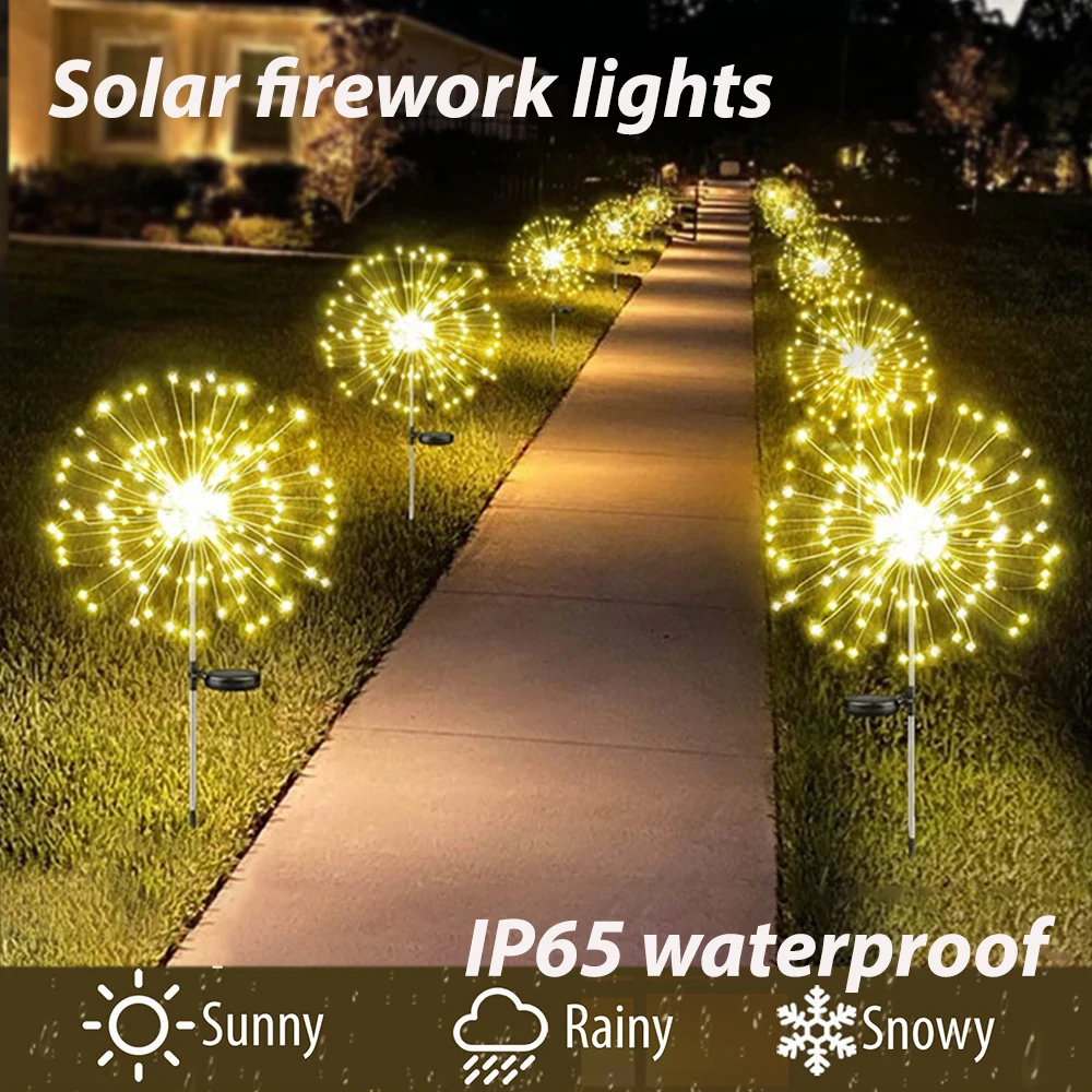 

Solar LED Firework Fairy Lights Outdoor Waterproof Garden Decoration Lawn Pathway Solar Lamp Landscape Lawn Decor
