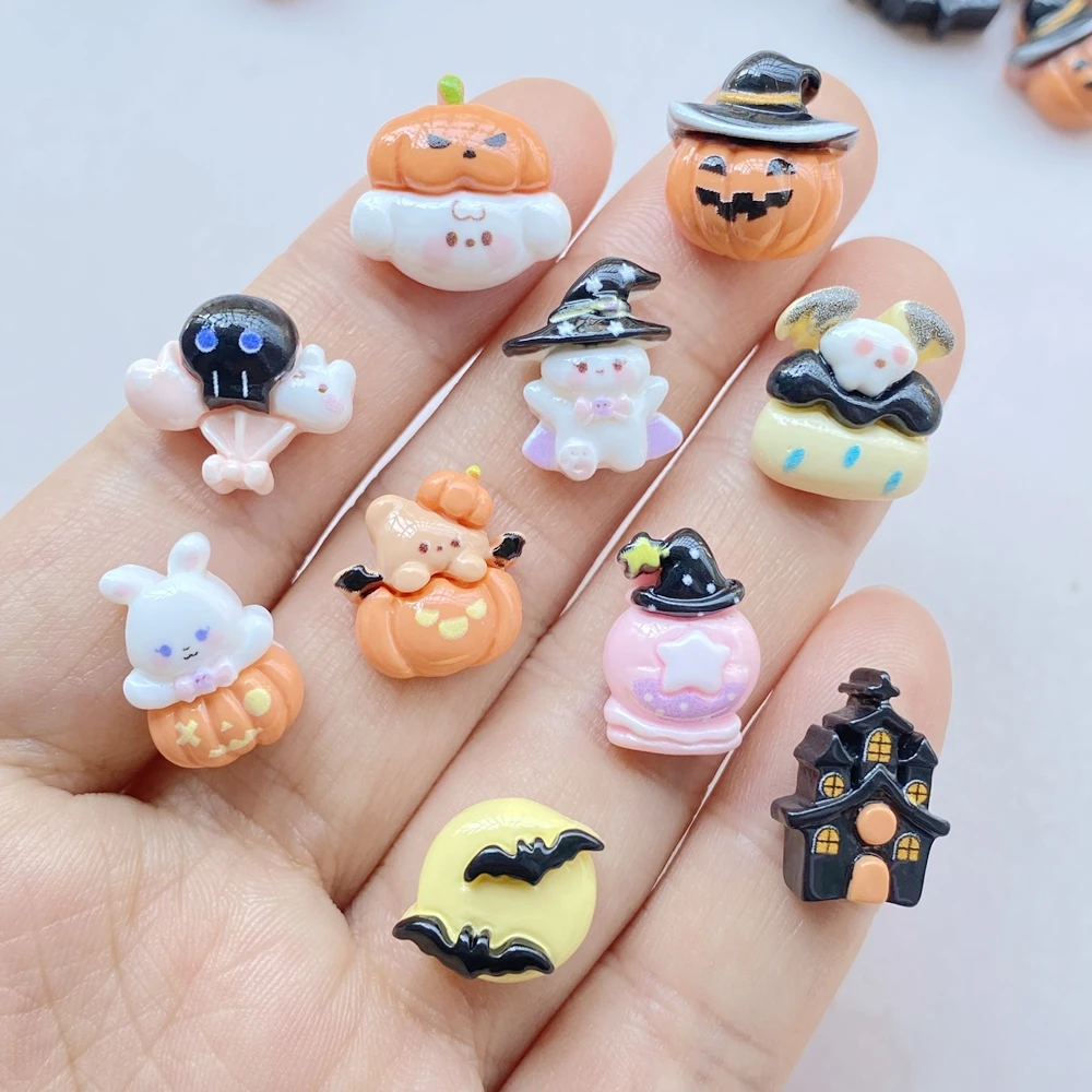 20 шт. милые мини-кабошоны на Хэллоуин летучая мышь тыква плоская задняя часть