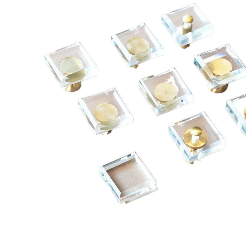 brass squaretransparent crystal dresser knbos and pulls kitchen cabinet door knobs and handles for furniture hardware free global shipping