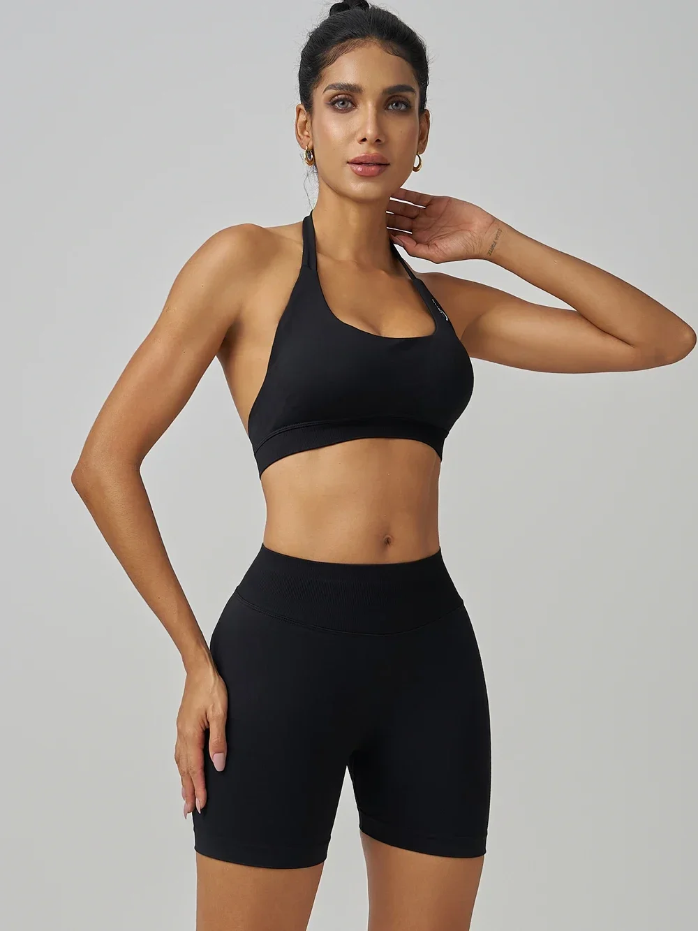 SUSISTAR Женский топ для йоги Бесшовный вязаный спортивный бюстгальтер средней