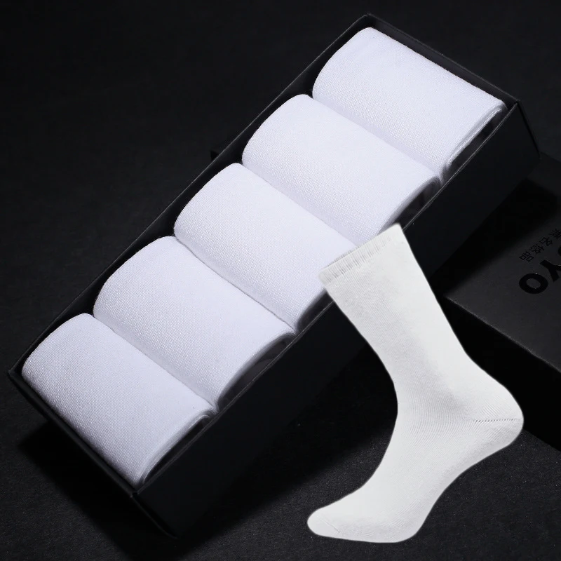 

Подарочные деловые летние носки из 5-10 пар, дезодорирующие впитывающие пот высококачественные модные мужские носки, хлопковые белые