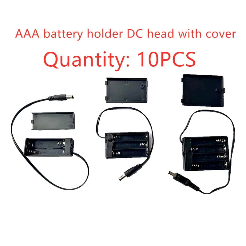 

10PCS AAA series battery box tape line with ON/OFF switch DC head Cover 2 3 4 Slot DIY battery holder