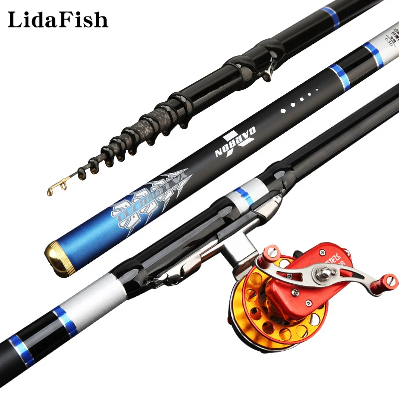 

LIDAFISH 4.5M 5.4M 6.3M 7.2M 8M 9M High Carbon Rock Fishing Rod Saltwater/Freshwater Trout Super Hard Telescopic Rod