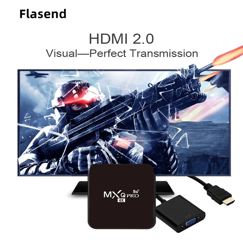 Hot Sale Flasend MXQ Pro 8GB+64GB 4K WiFi Internet Android 7 LAN-100M Permanent Free TV Channels Set Top Android Smart TV Box images - 6