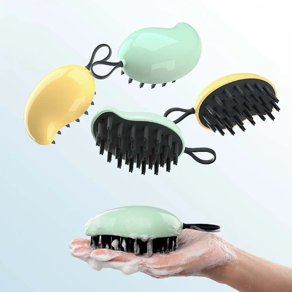 

Massage Clean Scalp Bath Comb Hangable Hair Scalp Massager Shampoo Brush Soft TPR Mango Shaped Shampoo Brush Scalp Beauty Health