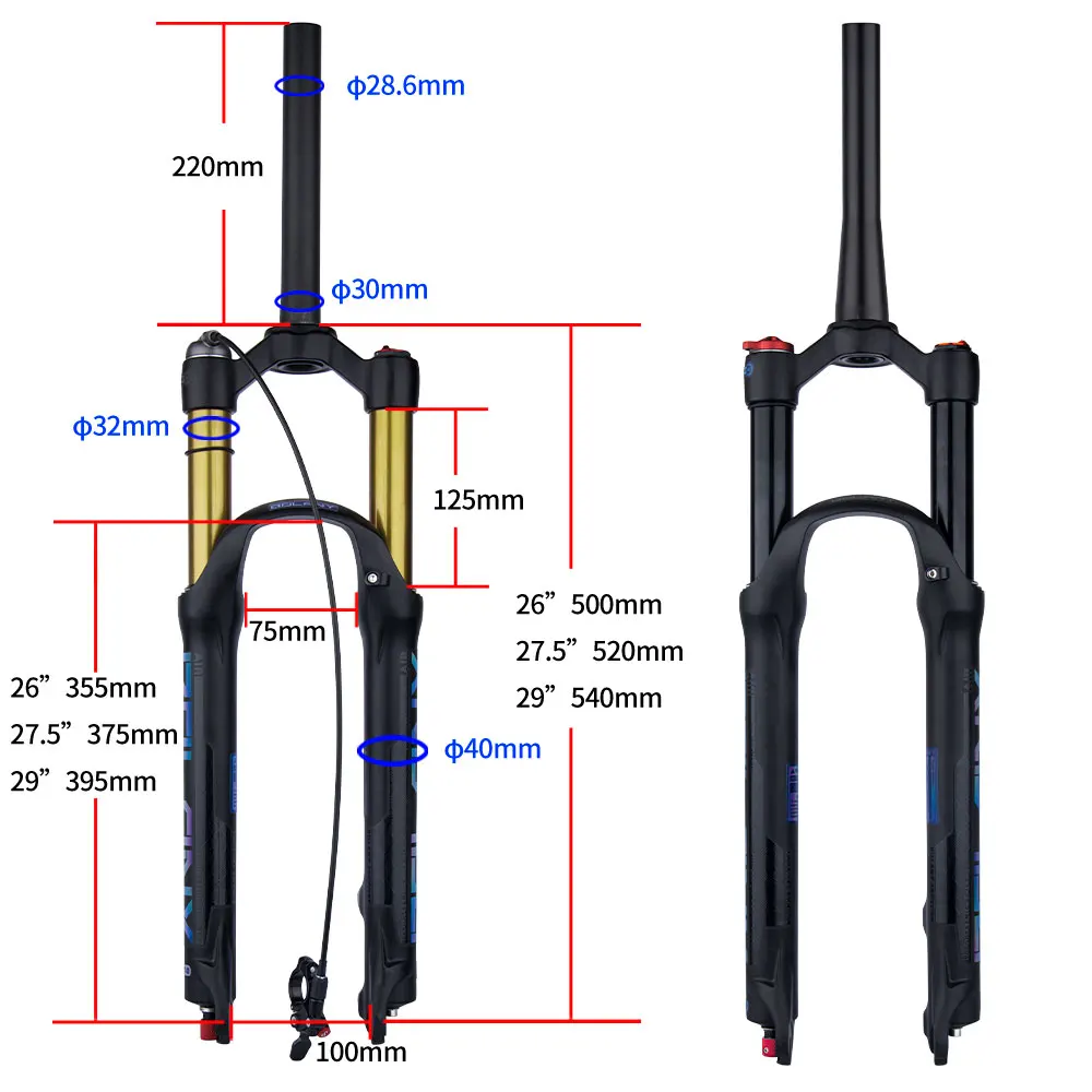 Bolany MTB Велосипедный спорт воздушная вилка Supension отскок регулировки 26/27. 5/29er замок