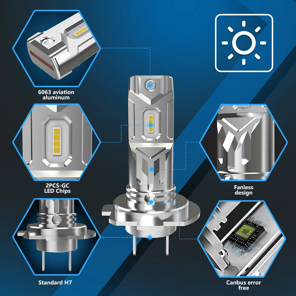 Katur 2x H7 Светодиодные Автомобильные фары 6500 лм 3008 k белые Противотуманные без