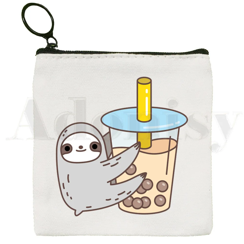 Bubble Milk Tea Boba Milk Tea Cute Small Square Bag Coin Purse Storage Small Bag Card Bag Key Bag Coin Clutch Bag Zipper Key Bag