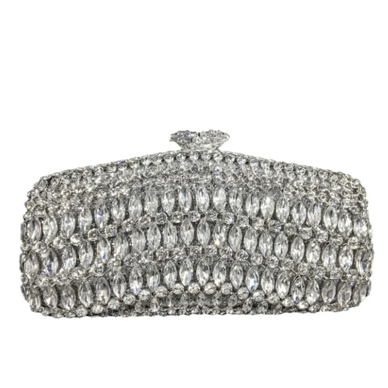 

Women Gold Silver Green Blue Pink Crystal Bags Colorful Rhinestone Bridal Dinner Handbags Wedding Birthday Party Cocktail Purses