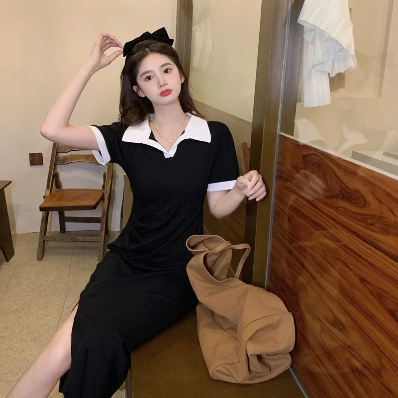 Новинка платье с воротником-поло женская одежда лето 2024 дизайн лацканы