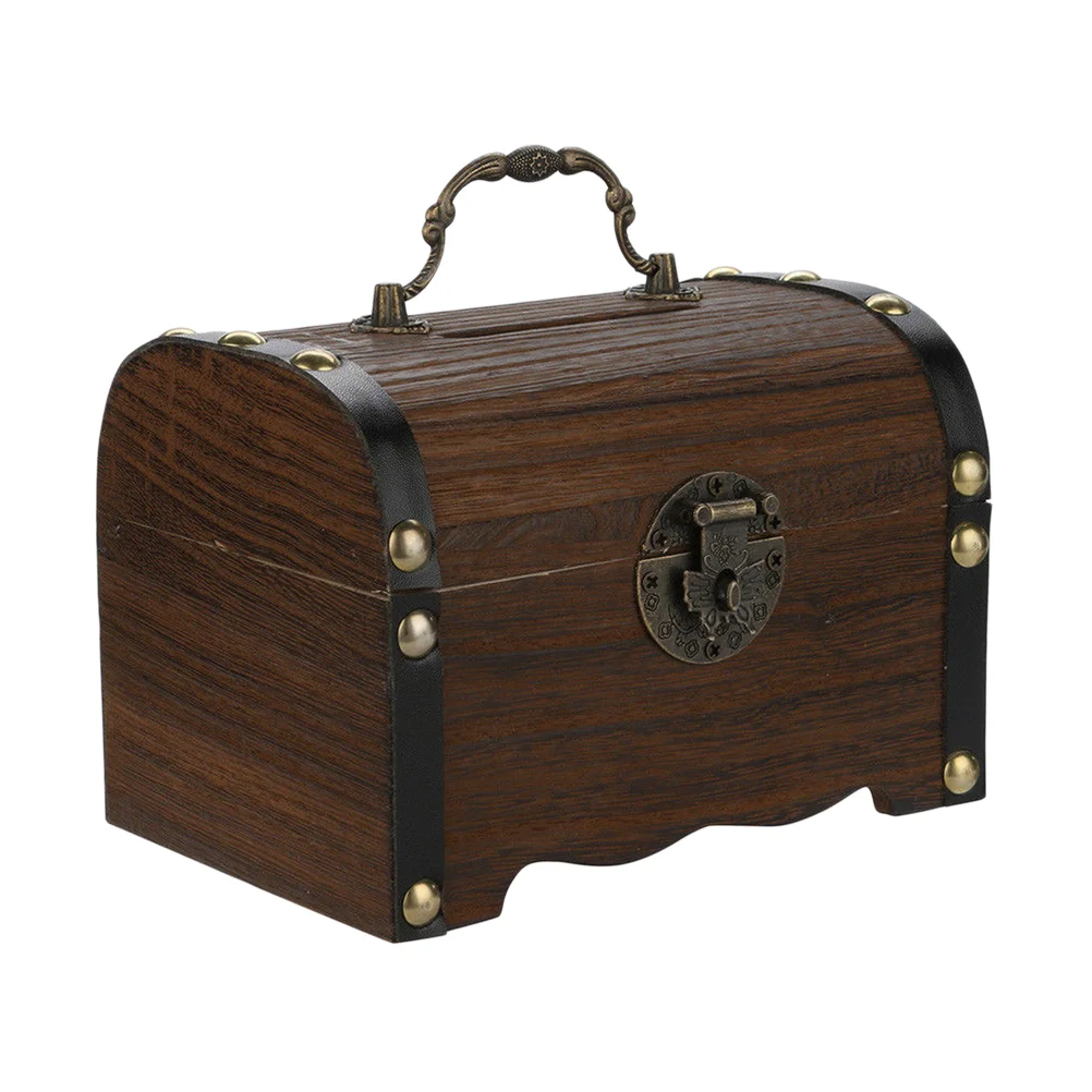 

Box Wooden Treasure Bank Wood Jewelry Money Piratestorage Kids Saving Vintage Keepsake Decorative Stash Gift Savings Piggy