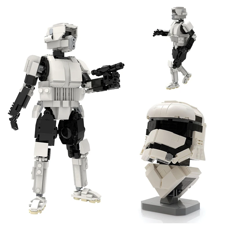 

MOC Space Wars Scout Trooper Soldier Building Blocks Set Imperial Warrior Robot Bust Helmet Bricks Model Toys Kid Christmas Gift