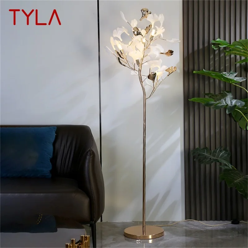 

TYLA Nordic Creative Floor Lamp Ginkgo Flower Shape Light Modern LED Decorative for Home Living Bed Room