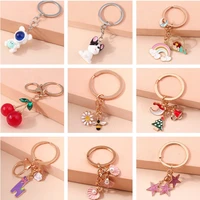 cute enamel animal keychain for car key cute love heart flower dog christmas tree key chains women men bag pendants accessories