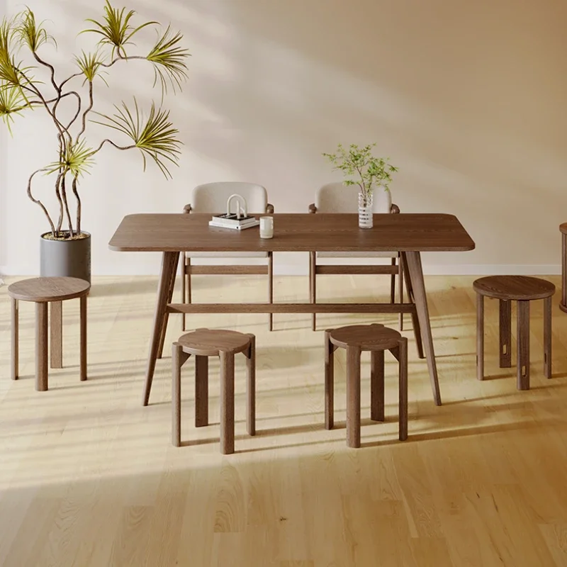 Круглый стул из массива дерева резиновый деревянный журнальный столик