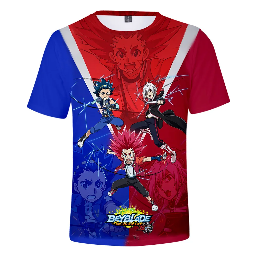 Фото Детские футболки с 3D-принтом Beyblade Burst, летняя детская футболка с коротким рукавом, Повседневная крутая уличная одежда с рисунком Бей блейд Блэйд №3