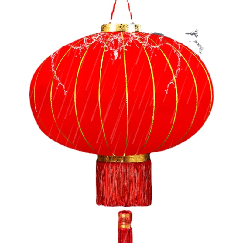 Red Lantern Mid-Autumn Festival National Day Gate Outdoor Balcony Chandelier Waterproof and Sun Protection Chinese Style