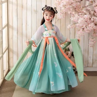 hanfu children summer dresses china style girl 2022 new fashion fairy ancient short sleeved with phi chinese traditional dress