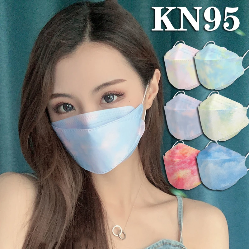 

Маски градиентные kn95 для взрослых и женщин, корейские защитные 4-слойные фильтры, маска для лица для взрослых с принтом радуги, рыбы, CE FPP2 kn95