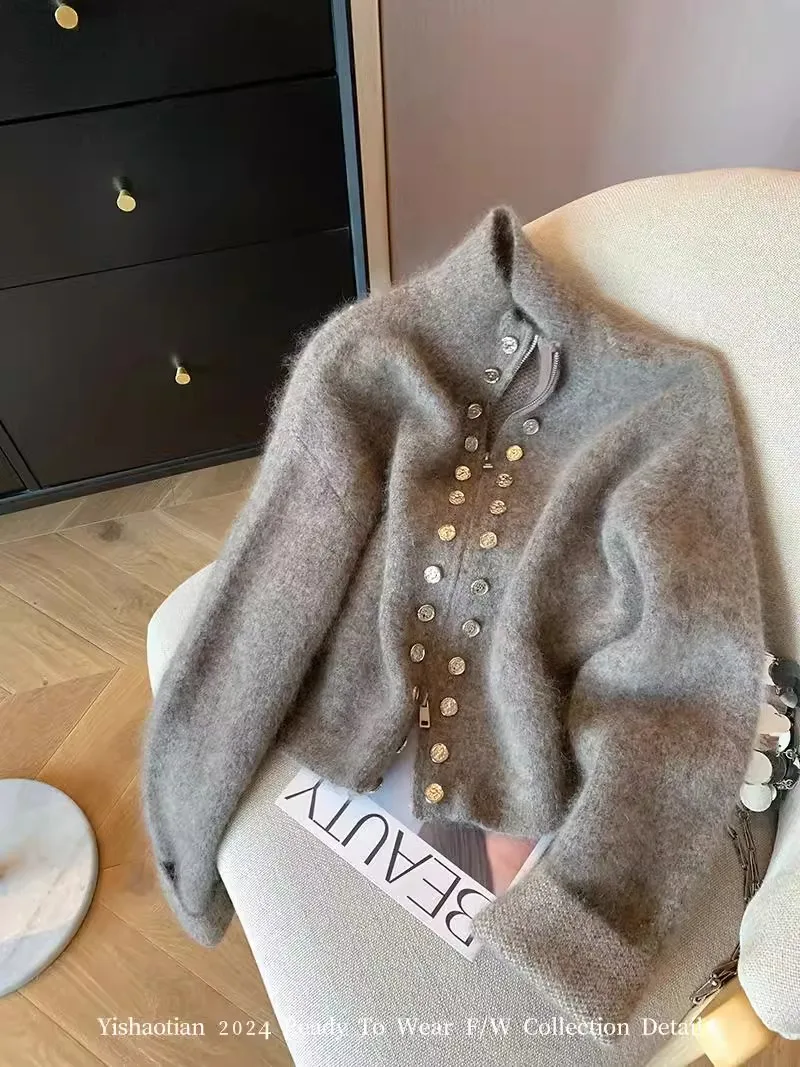 Осень-зима женский кардиган со старыми деньгами свитер с длинным рукавом