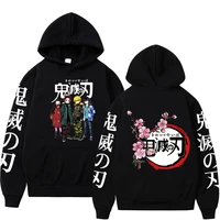 anime hoodie demon slayer pullover kimetsu no yaiba tanjirou zenitsu tomioka giyuu hip hop oversized long sleeves sweatshirt