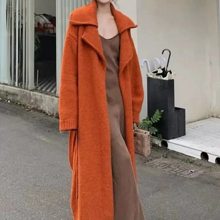 SuperAen оранжевый длинный свитер в европейском и американском стиле женские