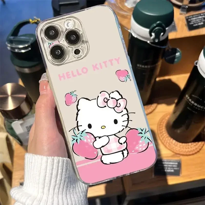 Чехол для телефона Sanrio Ins Hello Kitty Kuromi прозрачный силиконовый чехол Iphone 15 14 13 11 12 Pro Max