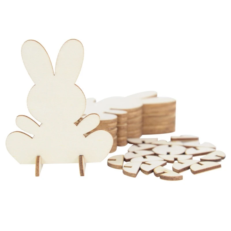 

Easter Bunny Wooden Ornaments Set of 10 Unfinished Blank Wood Chips for Adults Kids Hand Painted DIY Crafts Desktop Home Decor