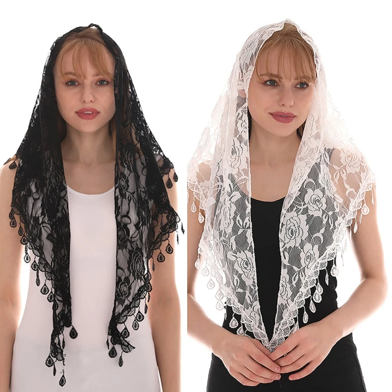 

Women Classical Embroidery Flower Triangle Scarves for Mother Summer Neck Wraps