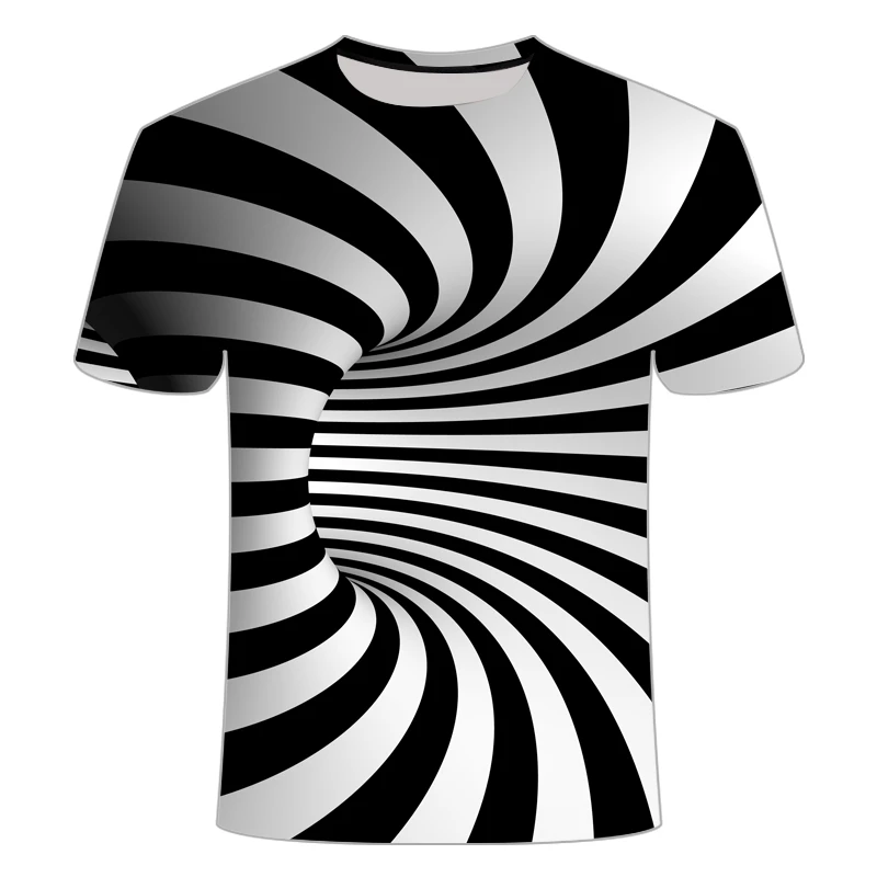 

2022 3D Effect T Shirt Black and White T-shirt Rotate T Shirt Men's Women's Top Tees Sportswear Elastic Breathability 5XL