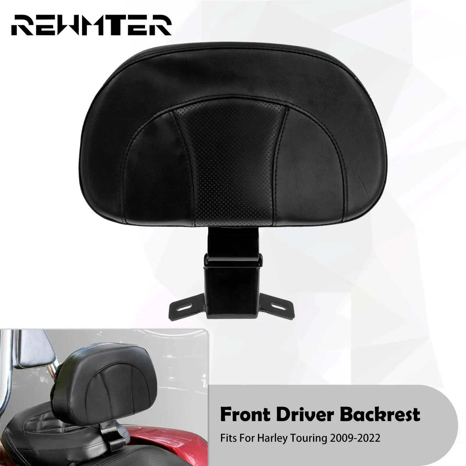 

Motorcycle Black Driver Front Rider Backrest Mounting Kit For Harley Touring CVO Road King Street Electra Glide 2009-FLHR 2022