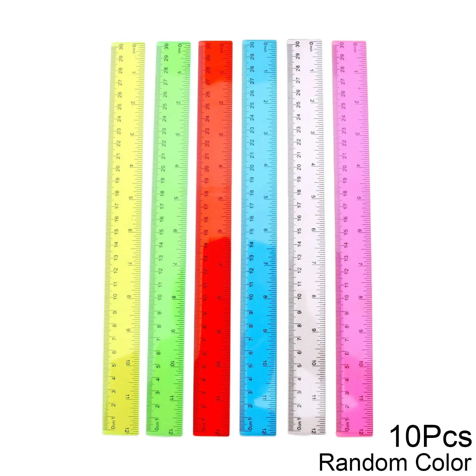 

10pcs 30cm Soft Transparent Ruler Colourful Flexible Ruler Rule School Stationery Kawaii Colors Supplies Pvc Rando R6y2