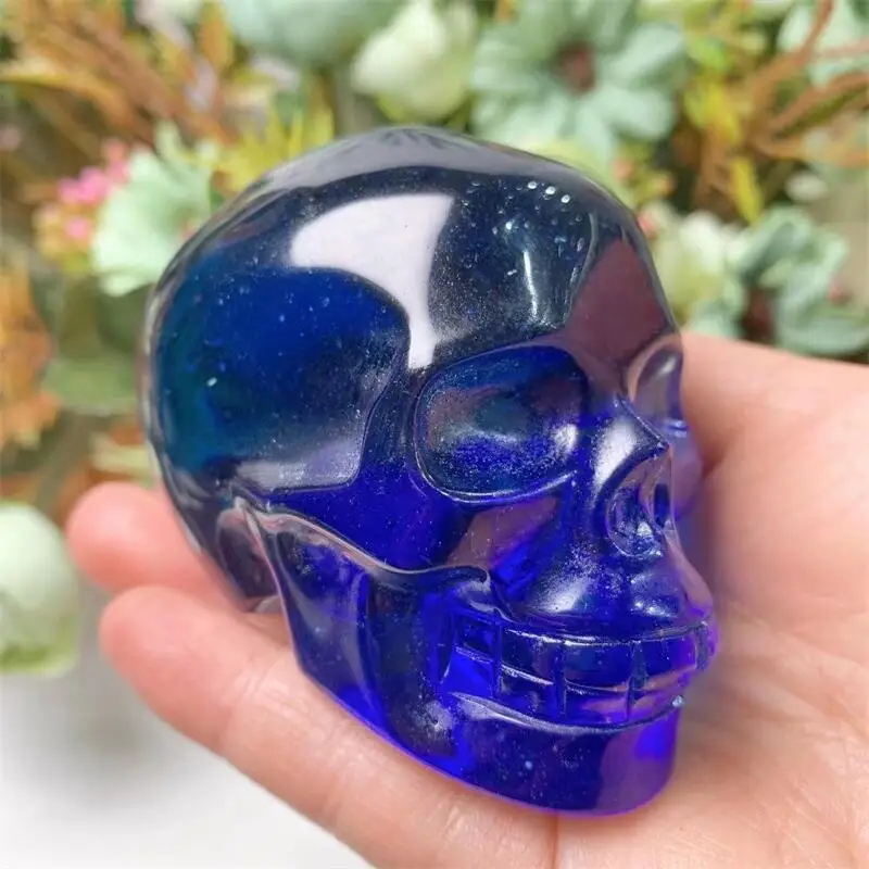 Натуральный Стеклянный Череп Aura мини-хрустальный резьбовой волшебник украшение