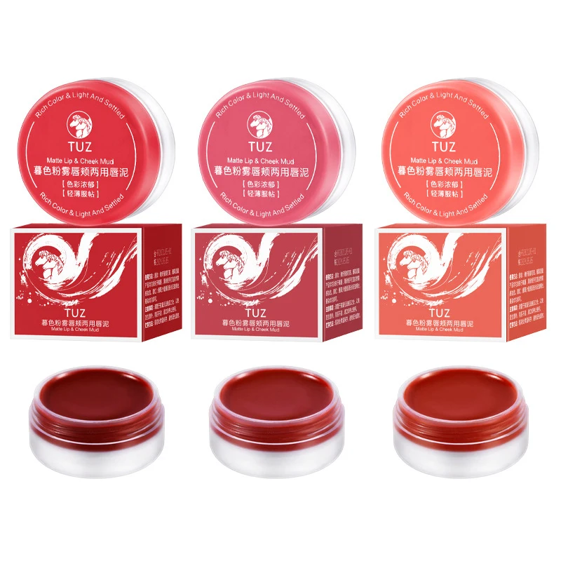 

Dual-Purpose Lip Mud Matte Cosmetic Makeup Color Lip Gloss Glaze Red Lipstick for Girls Women Make Up