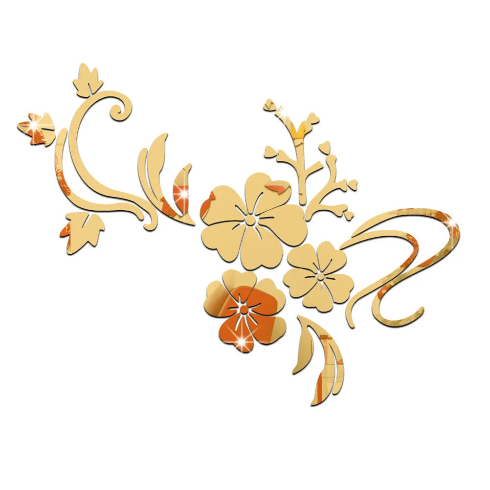 

3D Mirror Flower Vine Wall Murals Stickers Wall Paper for Bedroom Living Room Bathroom Decoration