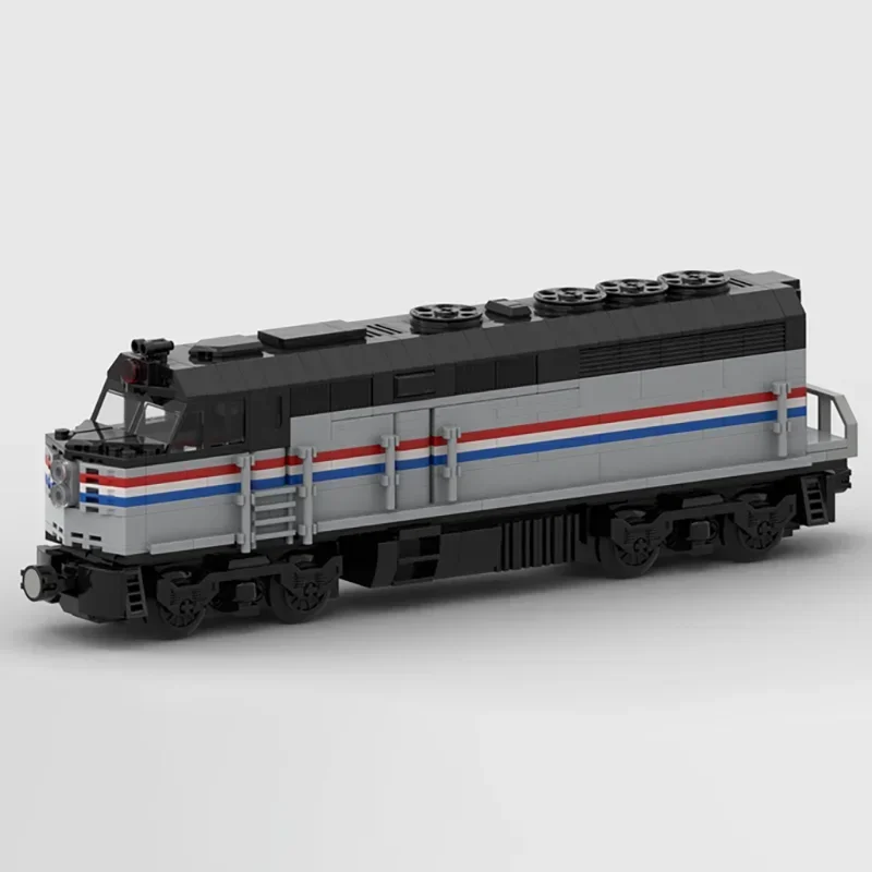 Фото Серия железнодорожных поездов Moc, строительные кирпичи, EMD F40PH, модель поезда, технология строительства, модульный блок, игрушка «сделай сам», праздничные подарки №2