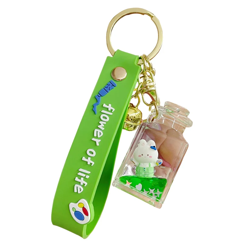 

Original Small Bottle Liquid Quicksand School Bunny Keychain Creative Unique Cute Keychain