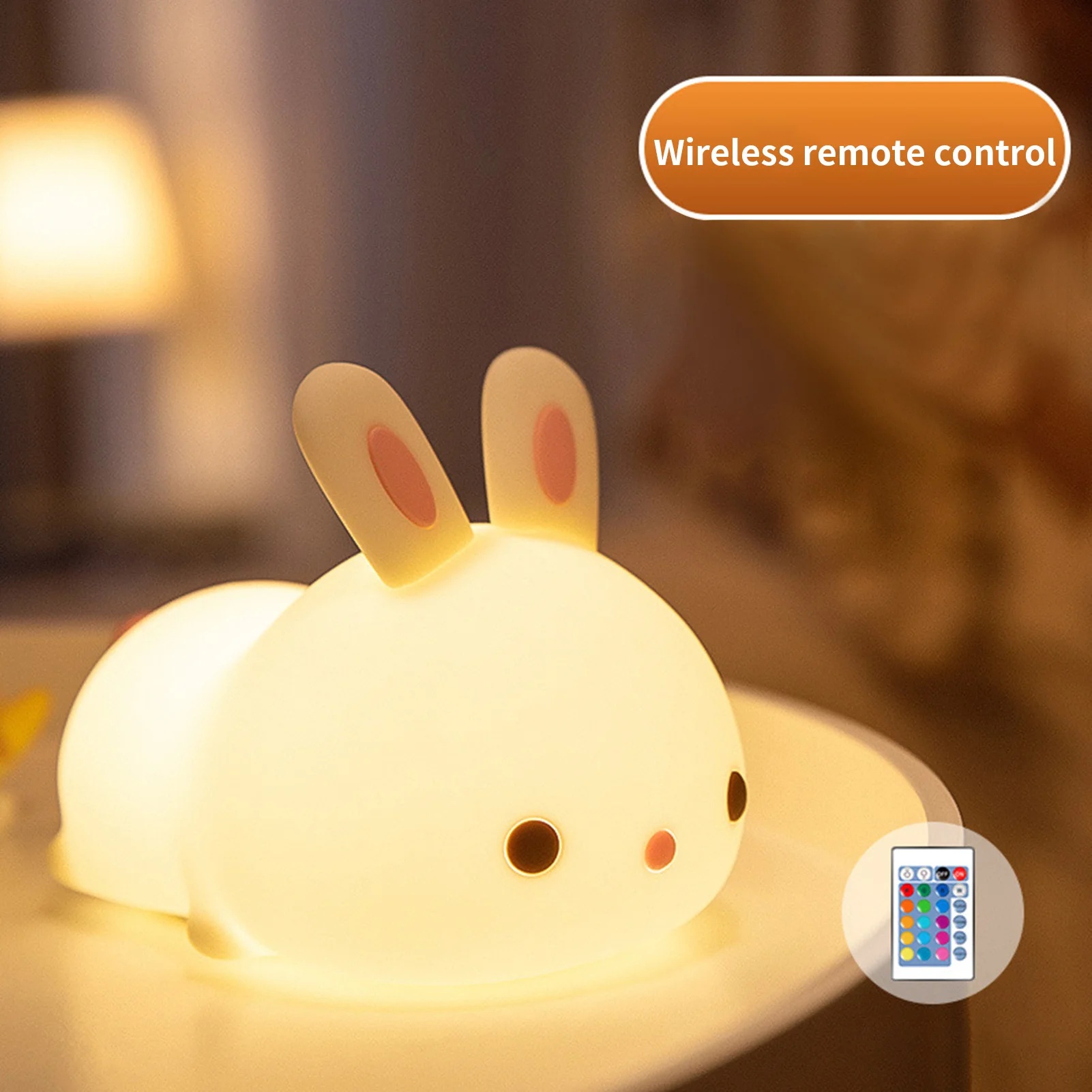 

Animal Bunny Touch Silicone Night Light Remote Conctrol USB Rechargeable Bedroom Decor Bedroom Lamp For Kids Baby Gift