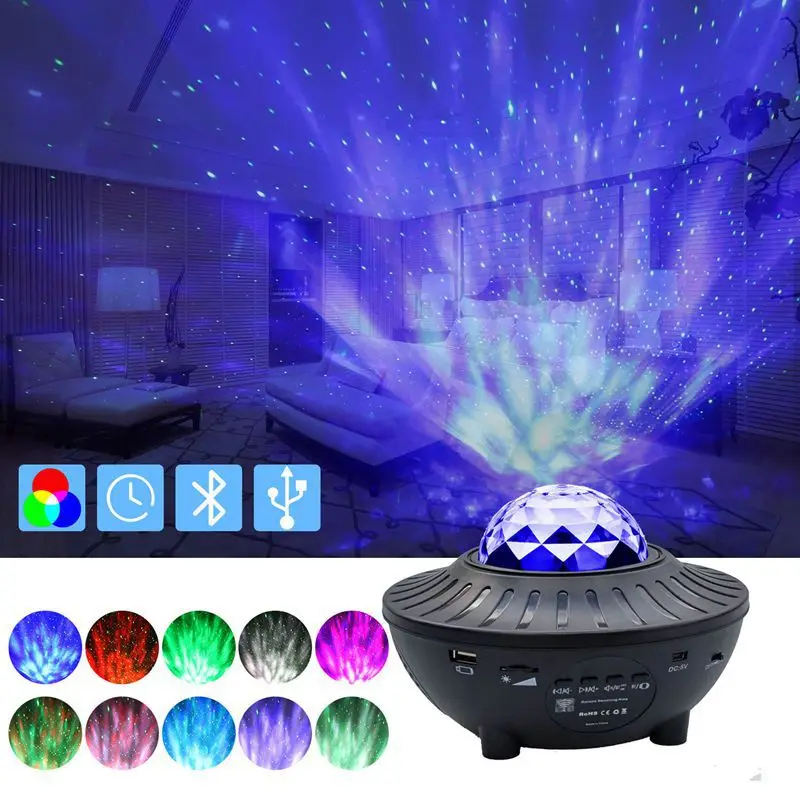 

Colorful Starry Sky Galaxy Projector Night light Ocean Wave Music Speaker Nebula Cloud Ceiling Lamp for Decor Birthday Party