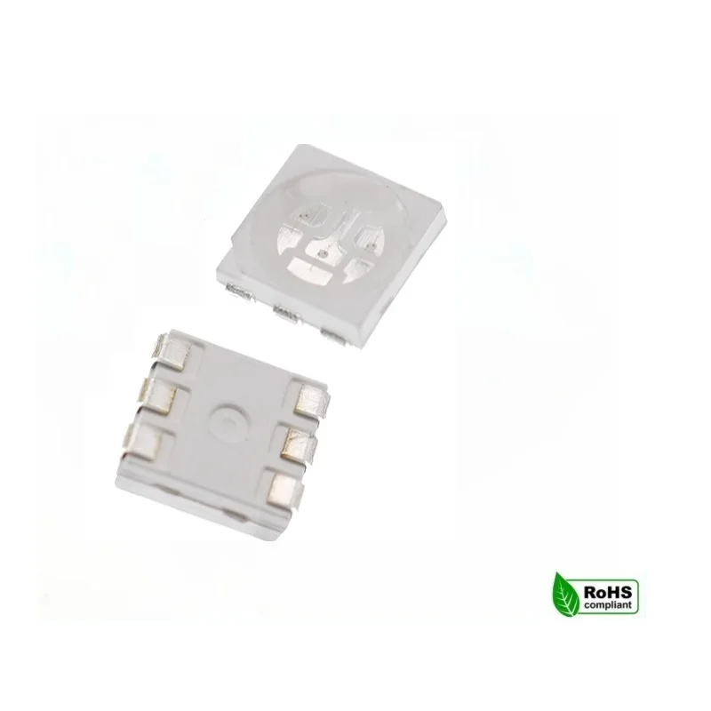 

50 шт./партия, 6-контактные SMD 5050RGB светодиоды, общий анод, трехцветные излучающие диоды, рассеянные 5050-RGB