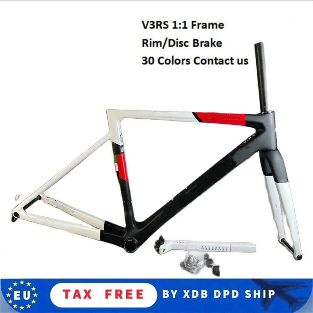 

T1000 V3RS Bicycle Frame Black White Rim Disc Brake Road Bike Frame Carbon Frameset 30 colors