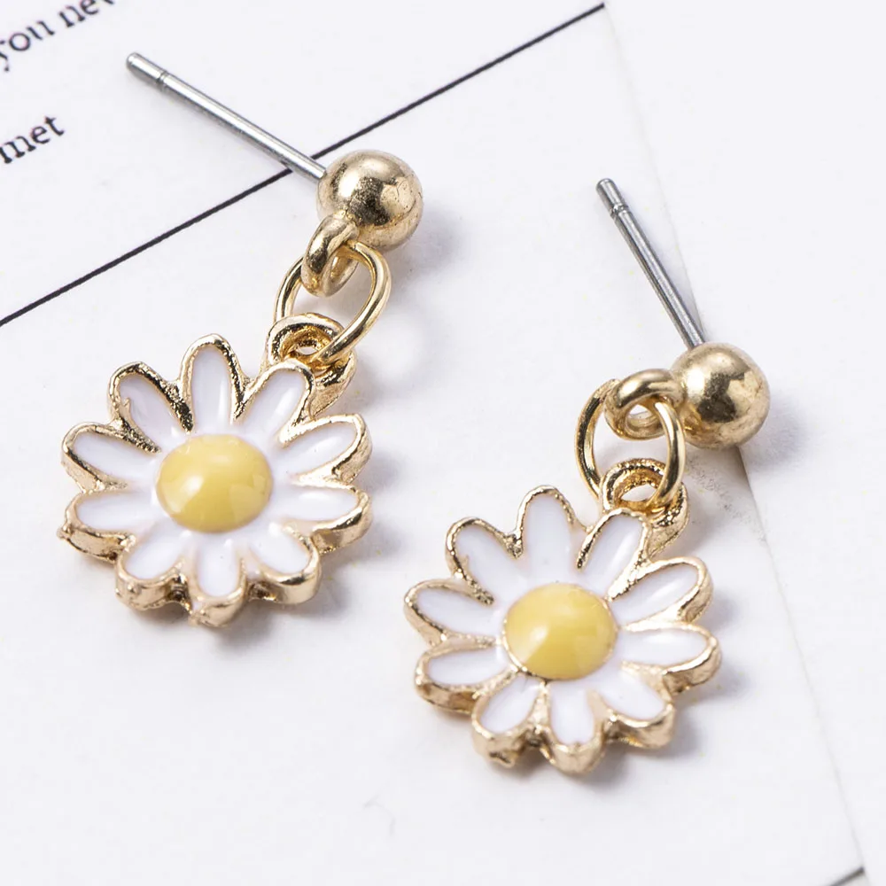 Korean Style Women Daisy Yellow Sunflower Earrings Long Beautiful Drop for Girl Gift | Украшения и аксессуары