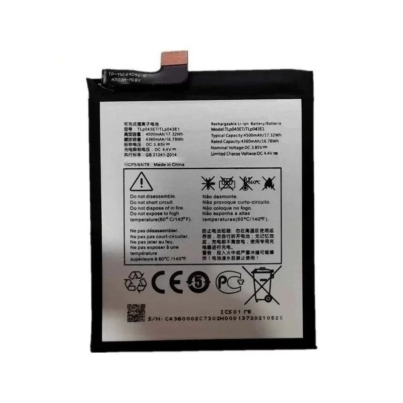 Фото Новый аккумулятор для мобильного телефона TLP043E7 TLP043E1 TLP043F1 3.85V 4500mAh для TCL 10 5G UW, для Alcatel T790H T790S T790W T790Y T790Z. №2