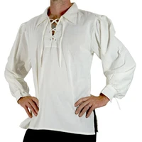 mens gothic renaissance blouse bandage sleeves tops medieval victorian cosplay costume pirate shirt blackwhite blouse