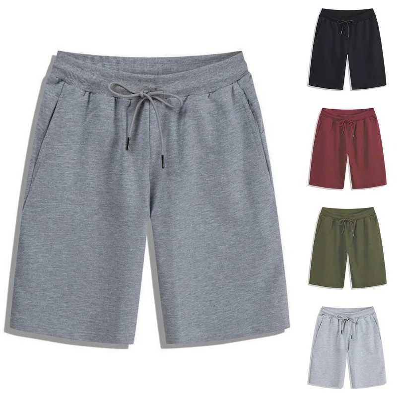 

Men's Cotton Casual Shorts Pants Elasticated Waist Tie Solid Color Pants Drawstring Casual Pants