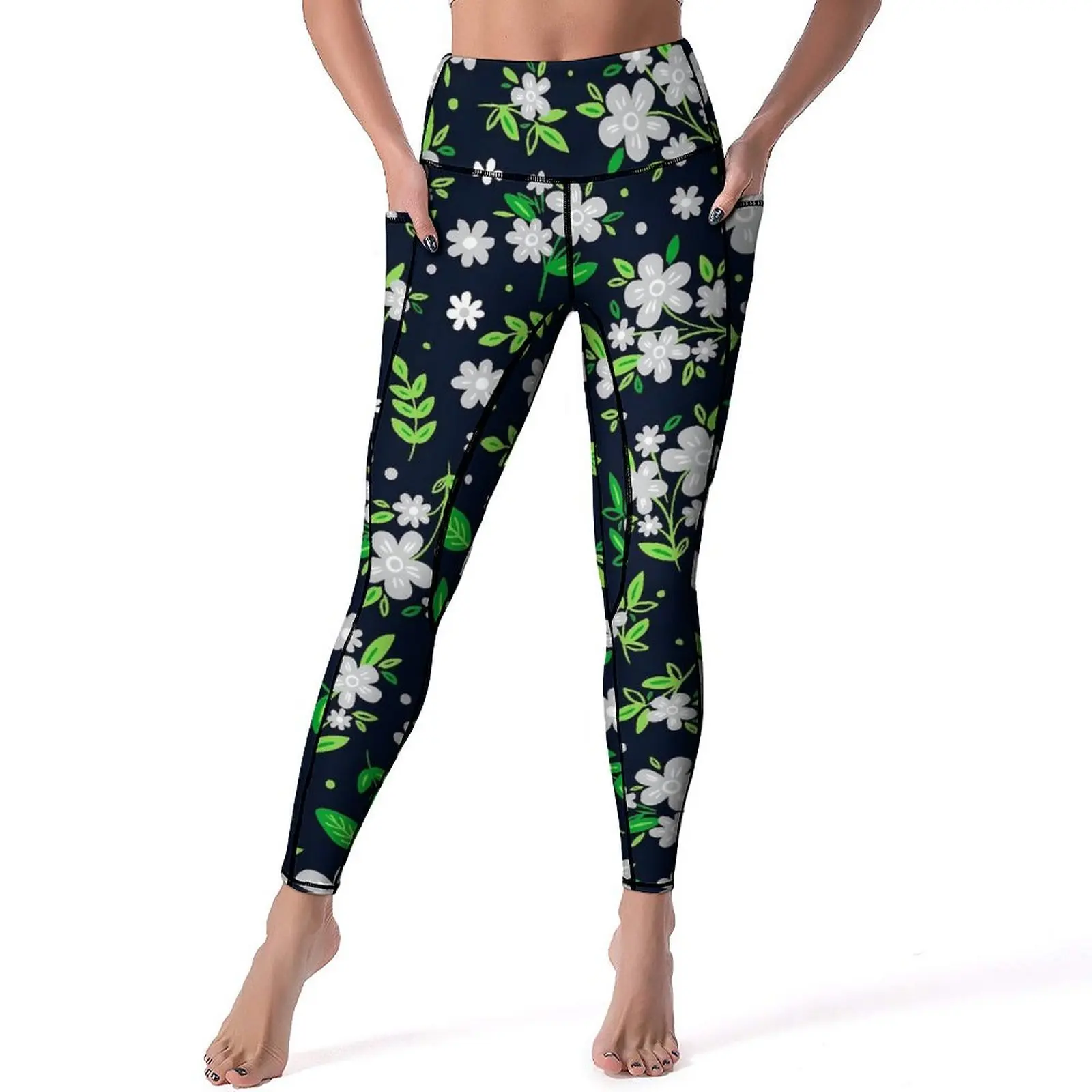 

Ditsy Floral Leggings Sexy Flowers Print Push Up Yoga Pants Retro Elastic Leggins Women Design Fitness Running Sport Legging