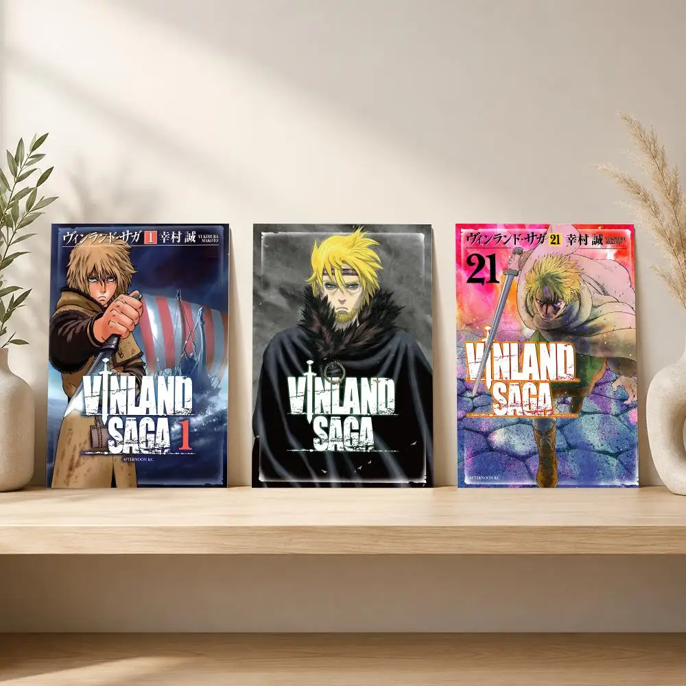 Фото Постеры-наклейки с аниме V-Vinland Saga, HD-печать, самоклеящиеся, современное искусство для спальни, гостиной, домашнего декора, наклейки на стену, подарок №2