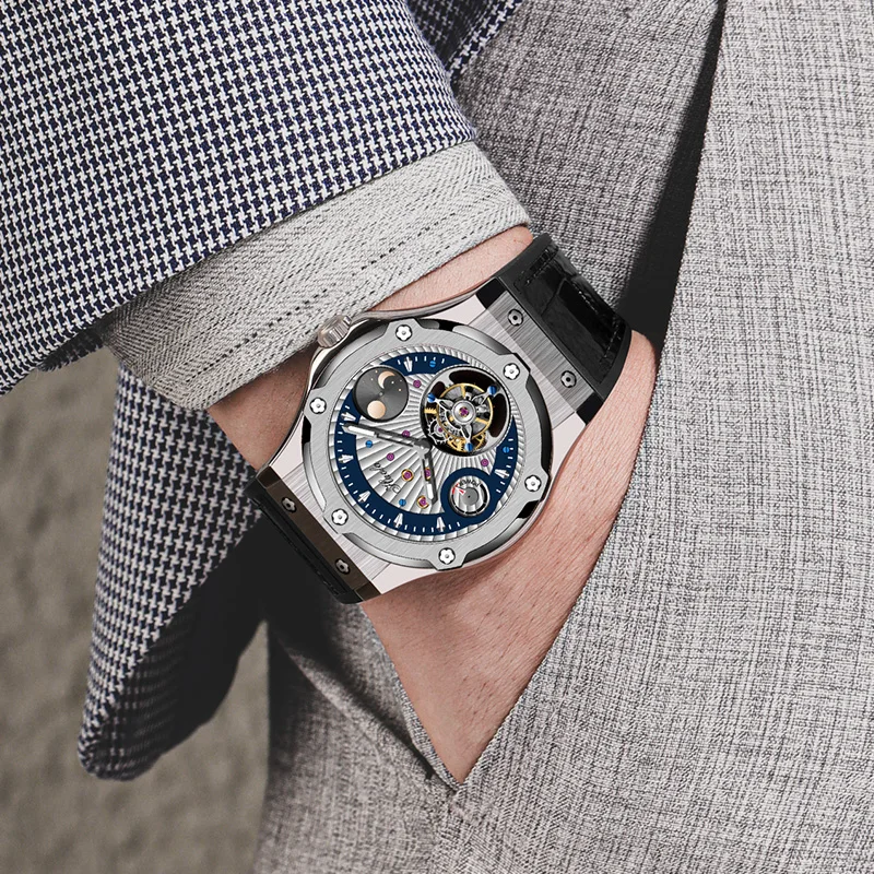 Часы Haofa Flying Tourbillon для мужчин, механические наручные часы с сапфировым стеклом и индикатором дня и ночи, деловые повседневные часы 1915 (art.: 3920dabf0f2de) - 3920dabf0f2de