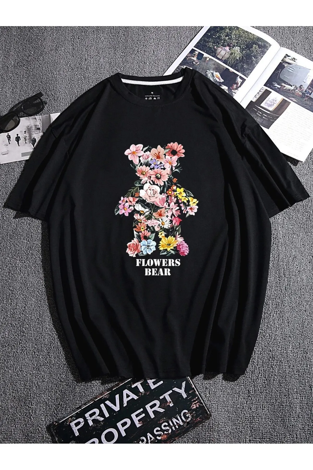 

Футболка унисекс оверсайз с принтом медведя, 100% хлопок