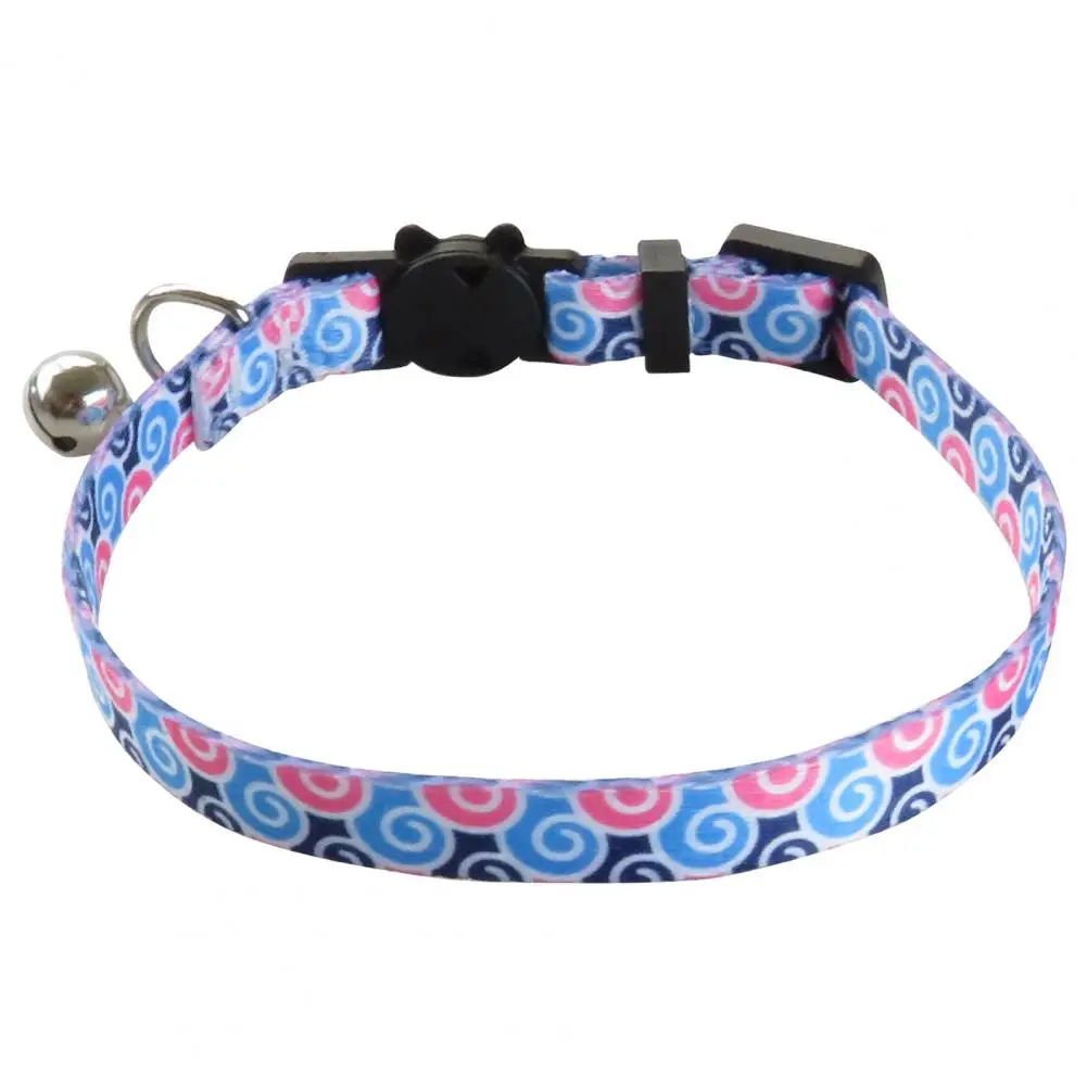 

Cat Collar with Metal Bell Adjustable Length Geometric Print Removable Buckle Cat Neck Strap Pet Accessories
